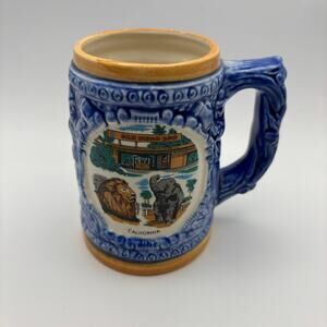 Vintage San Diego Zoo Ceramic Coffee Mug Blue